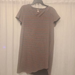 Merona gray w/orange stripes tshirt dress